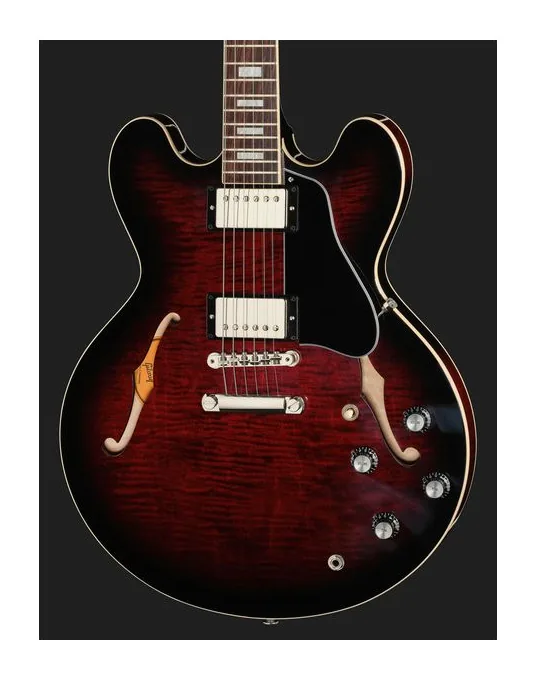 Gibson ES-335 Figured Blood Moon, corpo e verniciatura in primo piano