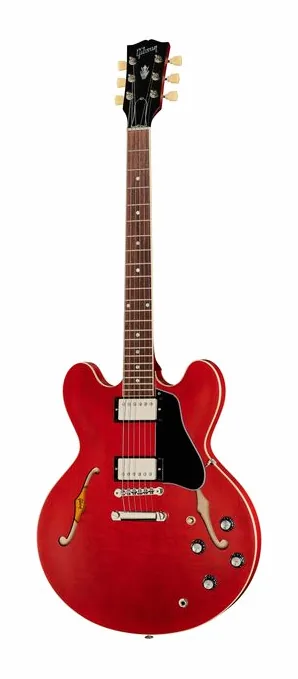 Gibson ES-335 Satin Cherry fotografato frontalmente