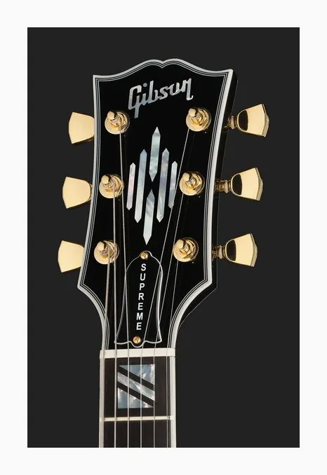 Gibson ES Supreme Gloss Ebony, paletta con meccaniche e logo