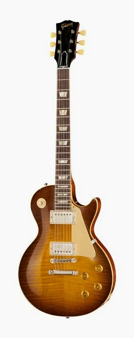 Gibson Les Paul 59 GPB Heavy Aged inquadrato di fronte su sfondo neutro