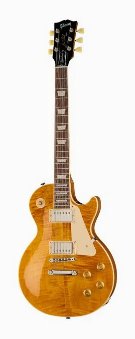 Gibson Les Paul Standard 50s Honey Am inquadrato di fronte su sfondo neutro