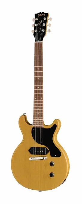Gibson LP Junior Double Cut TV Yellow inquadrato di fronte su sfondo neutro