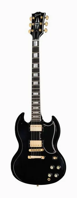 Gibson SG Custom EB GH inquadrato di fronte su sfondo neutro