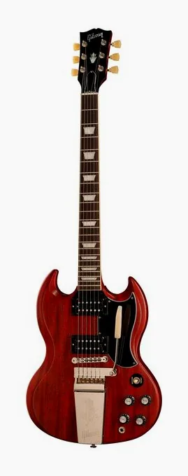 Gibson SG Standard '61 Faded Maestro inquadrato di fronte su sfondo neutro