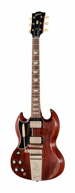 Gibson SG Standard ´64 Maestro VOS LH inquadrato di fronte su sfondo neutro