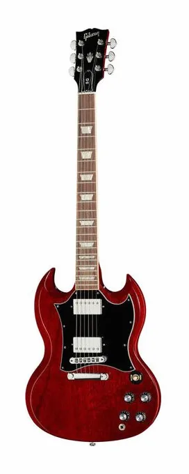 Gibson SG Standard HC inquadrato di fronte su sfondo neutro