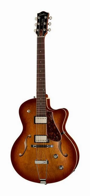 Godin 5th Ave CW Kingpin II HB inquadrato di fronte su sfondo neutro