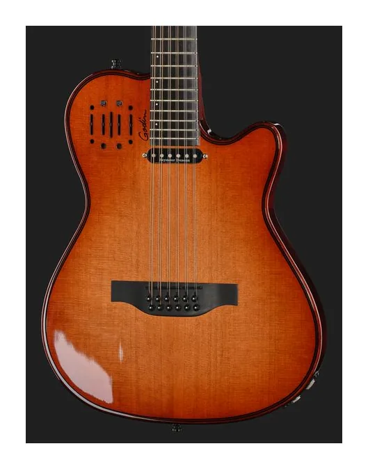 Godin A12 Ultra Dlx Lightburst, curve del body viste dall'alto