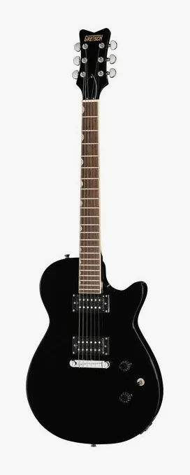 Gretsch STRML JET CLB JT BLK inquadrato di fronte su sfondo neutro
