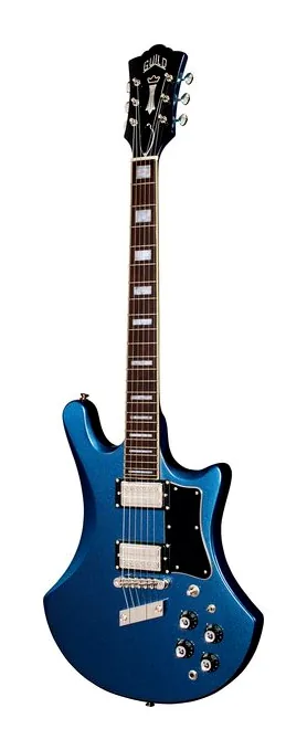 Guild S-300 Deluxe NBM inquadrato di fronte su sfondo neutro