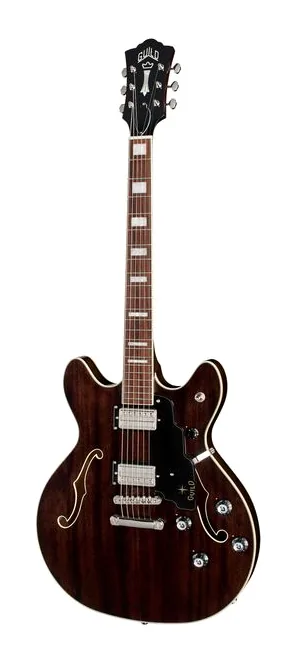 Guild Starfire Deluxe DC NST inquadrato di fronte su sfondo neutro