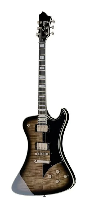 Hagstrom Fantomen Cosmic Black Burst fotografato frontalmente