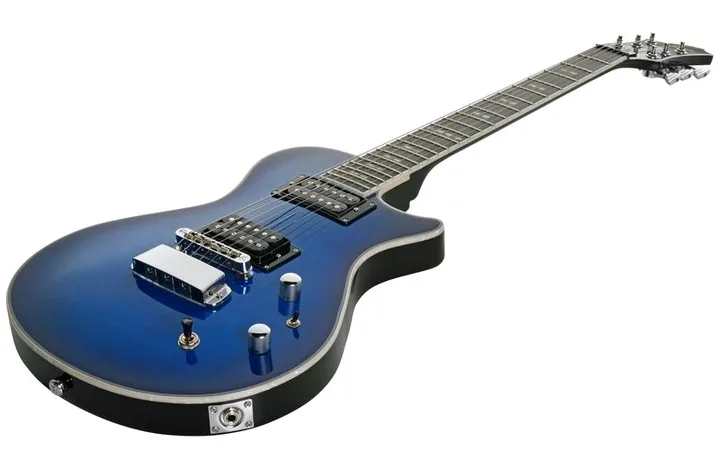 Hagstrom Ultra Swede Worn Denim Burst, curve del body viste dall'alto
