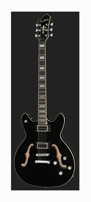 Hagstrom Viking Deluxe Baritone BK, paletta con meccaniche e logo