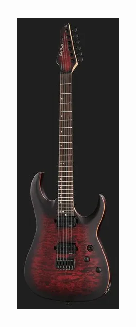 Harley Benton Amarok-6 BKRD Quilted Burst, capotasto e prime posizioni della tastiera