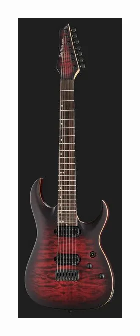 Harley Benton Amarok-7  BKRD Quilted Burst, profilo laterale del corpo