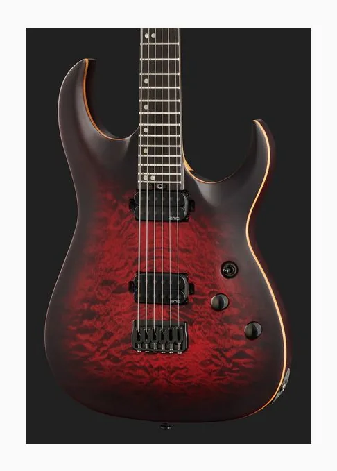 Harley Benton Amarok-BT BKRD Quilted Burst, paletta con meccaniche e logo