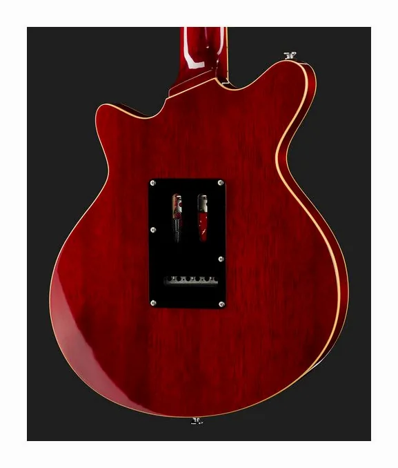Harley Benton BM-75 Trans Red Deluxe Series, manico e tastiera visti di lato