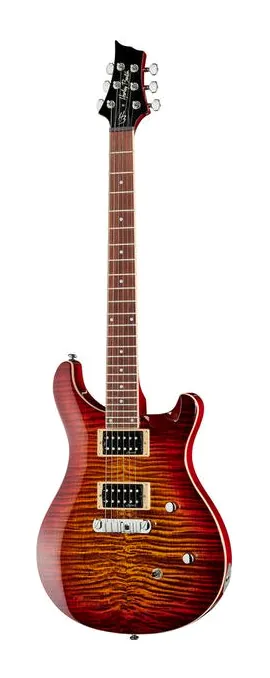 Harley Benton CST-24 Paradise Flame inquadrato di fronte su sfondo neutro