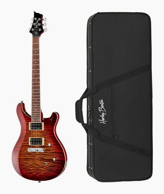Harley Benton CST-24 Paradise Flame w/Case in primo piano frontale