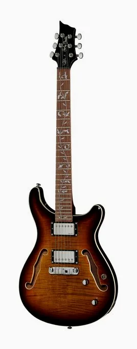 Harley Benton CST-24HB TOL Tobacco Flame inquadrato di fronte su sfondo neutro