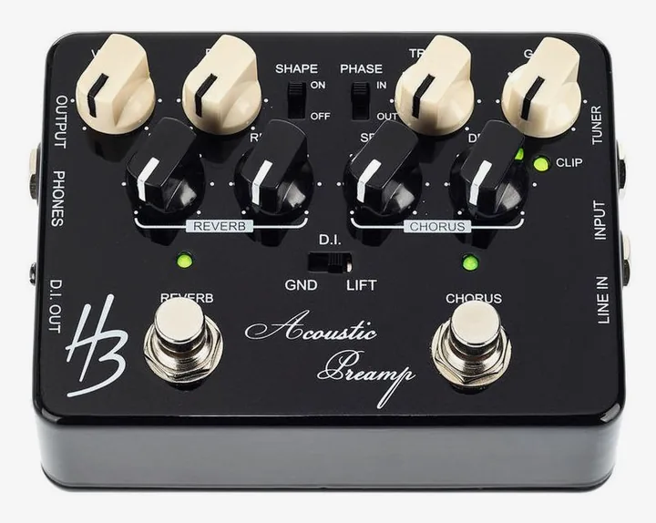 Harley Benton Custom Line Acoustic Preamp, ingressi e uscite laterali