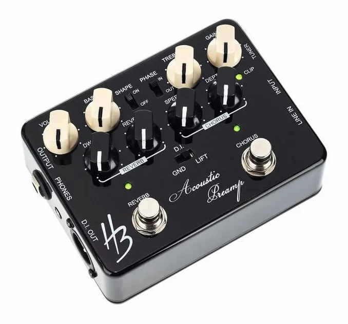 Harley Benton Custom Line Acoustic Preamp, led e interruttore a pedale