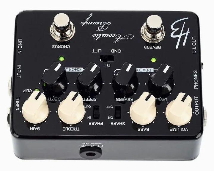 Harley Benton Custom Line Acoustic Preamp, led e interruttore a pedale