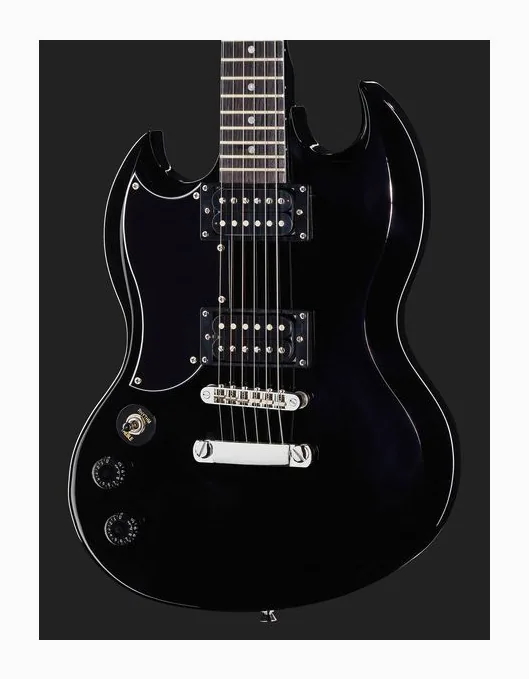 Harley Benton DC-200LH BK Student Series, manico e tastiera visti di lato