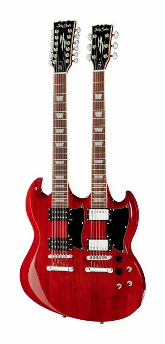 Harley Benton DC-Custom 612 Cherry visto di fronte