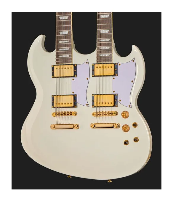 Harley Benton DC-Custom II 612 White, pickup e manopole dei controlli