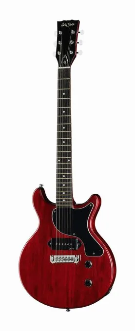 Harley Benton DC-Junior Faded Cherry in primo piano frontale