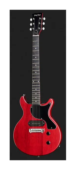 Harley Benton DC-Junior FAT Faded Cherry, paletta con meccaniche e logo