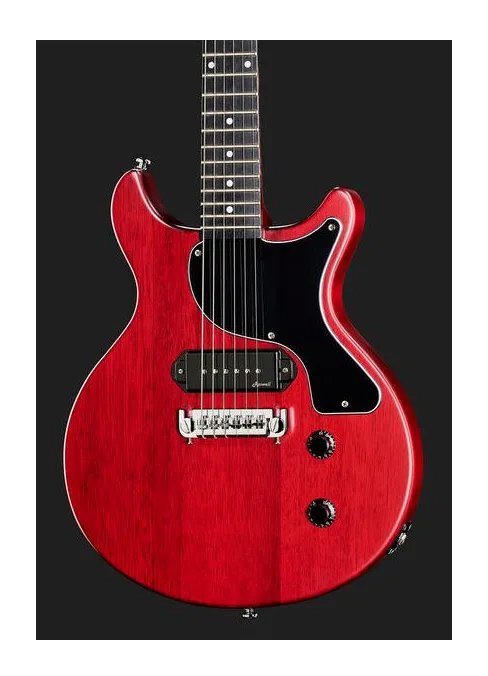 Harley Benton DC-Junior FAT Faded Cherry, paletta con meccaniche e logo