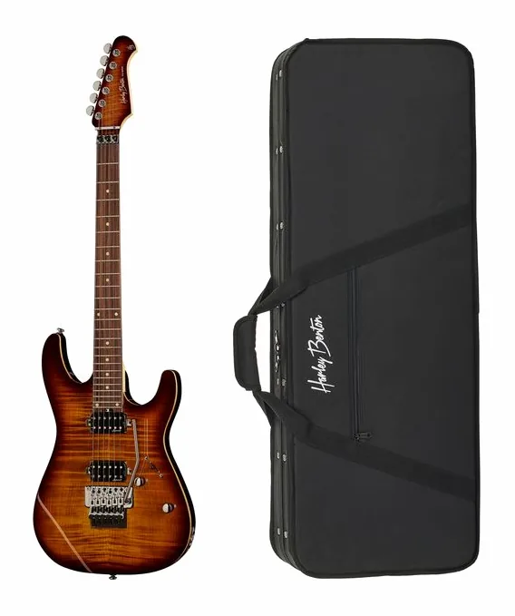 Harley Benton Fusion-III HH FR EB FBB w/Case fotografato frontalmente