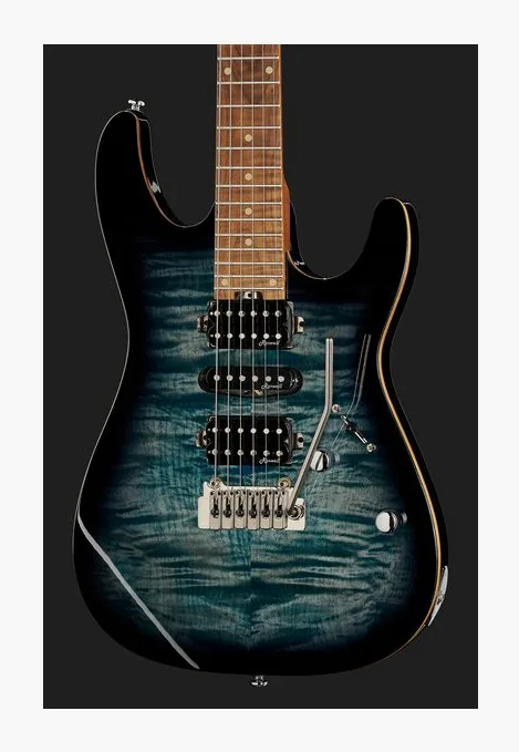 Harley Benton Fusion-III HSH Roasted FBLB, corpo e verniciatura in primo piano
