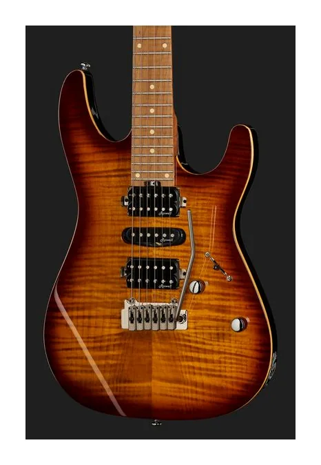 Harley Benton Fusion-III HSH Roasted FBB, curve del body viste dall'alto