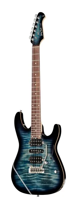 Harley Benton Fusion-III HSH EB FBLB in primo piano frontale