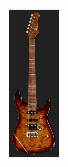 Harley Benton Fusion-III HSS Roasted FBB, manico e tastiera visti di lato