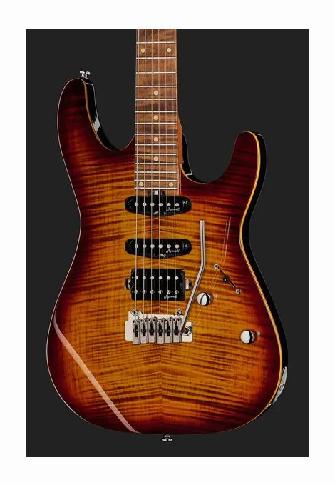 Harley Benton Fusion-III HSS Roasted FBB, curve del body viste dall'alto
