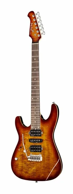 Harley Benton Fusion-III LH HSH EB FBB fotografato frontalmente