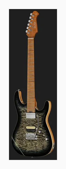 Harley Benton Fusion-IV HH MN QBKB, corpo e verniciatura in primo piano