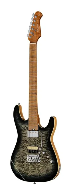 Harley Benton Fusion-IV HH MN QBKB inquadrato di fronte su sfondo neutro
