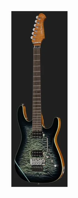 Harley Benton Fusion-IV HH RW FR QBLB, curve del body viste dall'alto