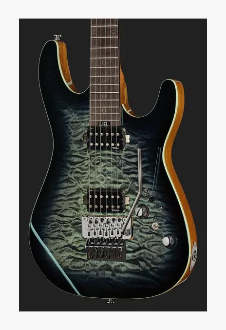 Harley Benton Fusion-IV HH RW FR QBLB, paletta con meccaniche e logo