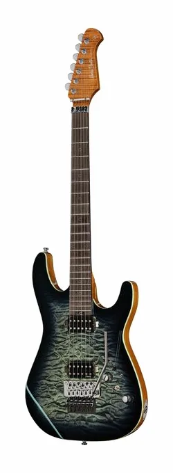 Harley Benton Fusion-IV HH RW FR QBLB in primo piano frontale