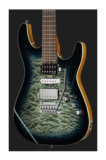 Harley Benton Fusion-IV HSH RW QBLB, manico e tastiera visti di lato