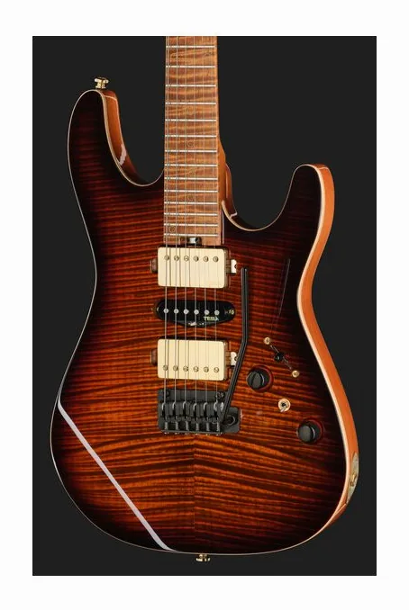 Harley Benton Fusion-IV HSH MN FBB, curve del body viste dall'alto