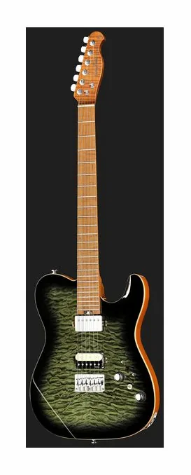 Harley Benton Fusion-T II HH MN HT QBKB, curve del body viste dall'alto