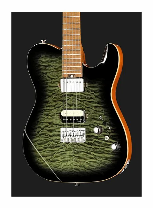 Harley Benton Fusion-T II HH MN HT QBKB, paletta con meccaniche e logo
